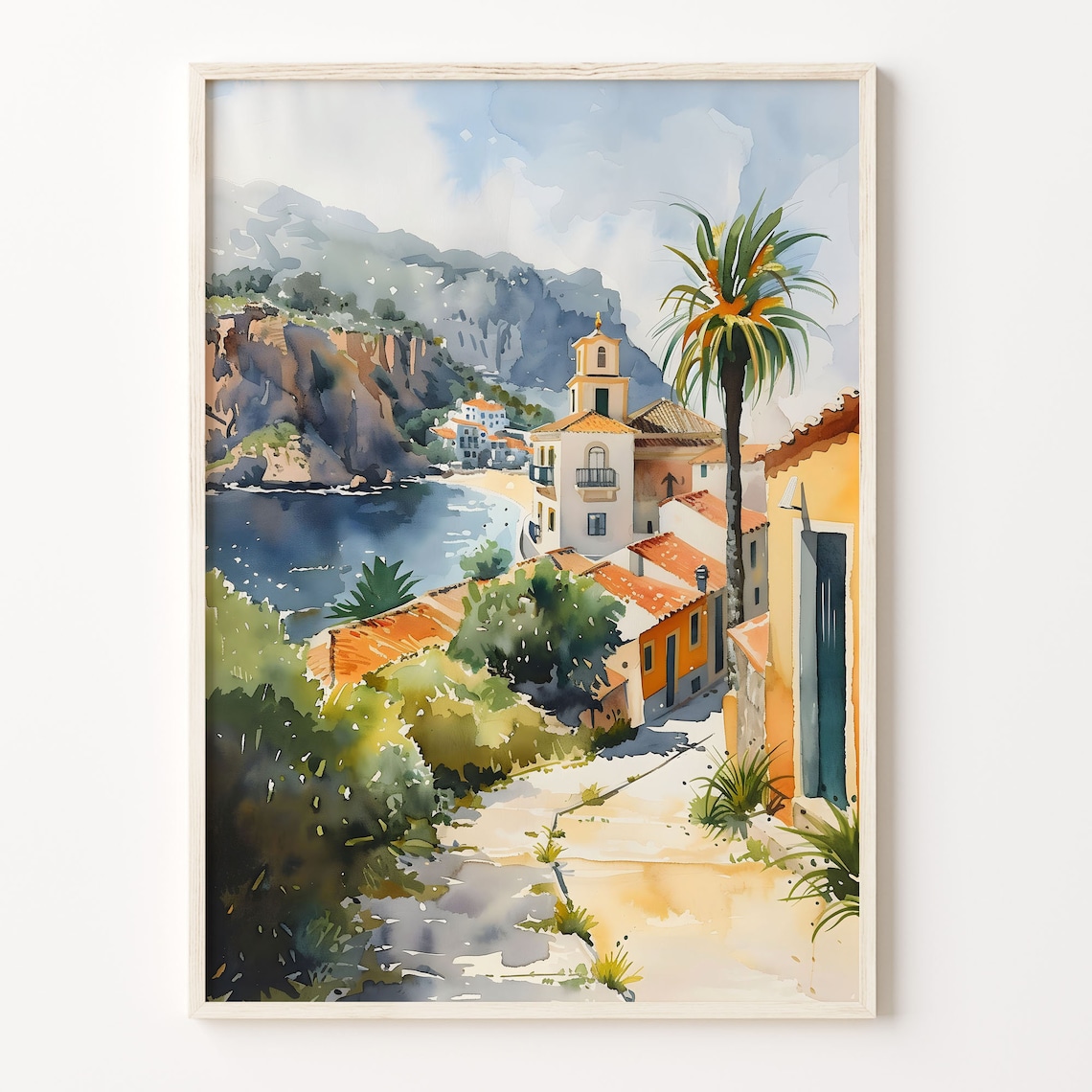 Watercolor Painting Algarve Print Portugal Wall Art Algarve Travel Poster Holiday Gift Idea Algarve Wall Decor C30 307