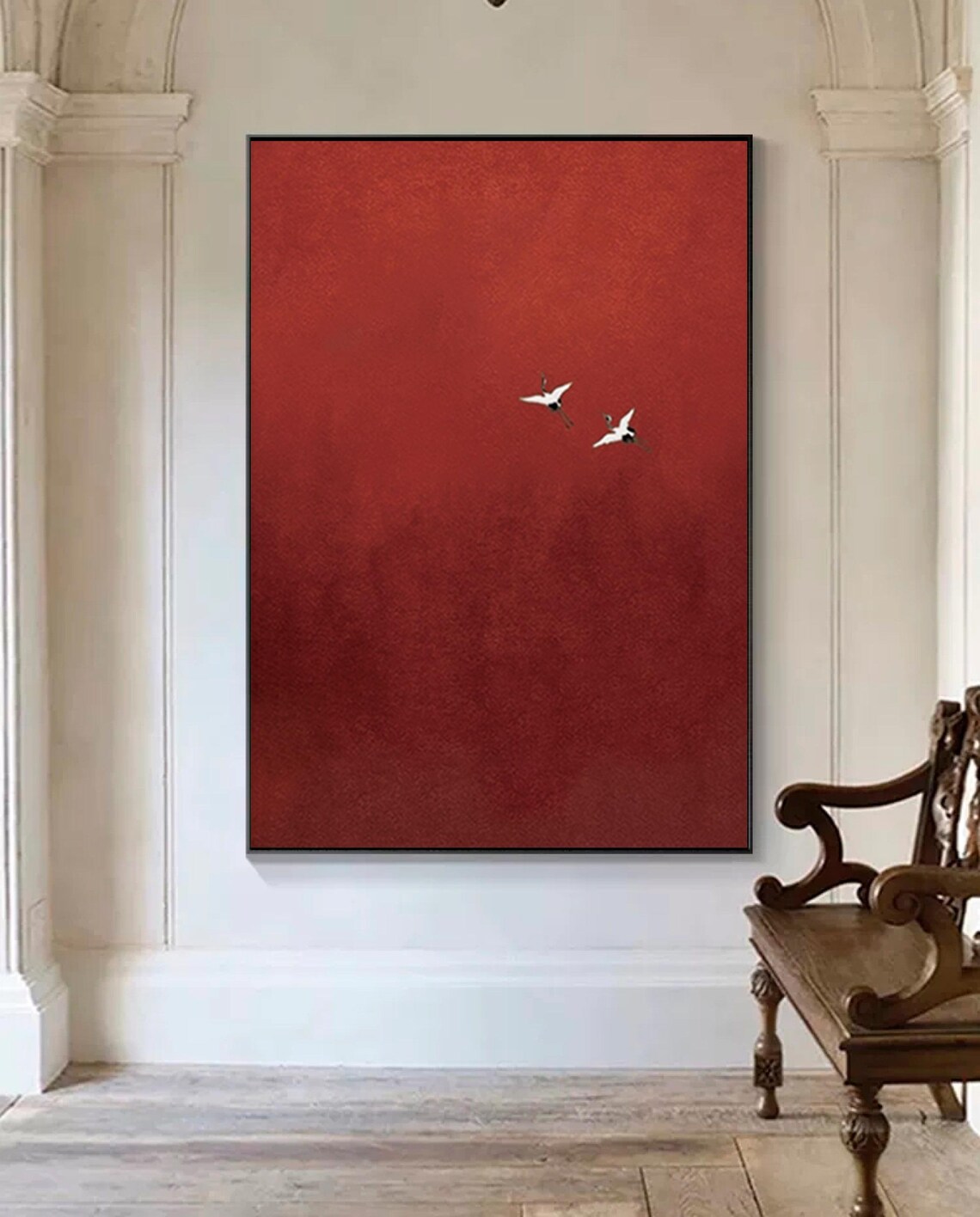 Surrealist Crimson Sky Abstract Art Print - Image 3