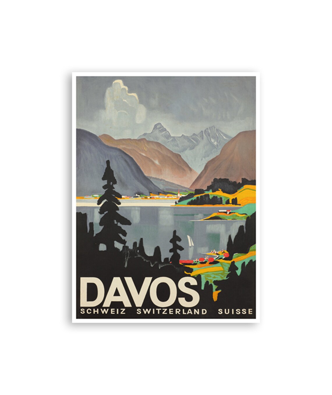 Davos Switzerland Travel Poster, Swiss Place Print