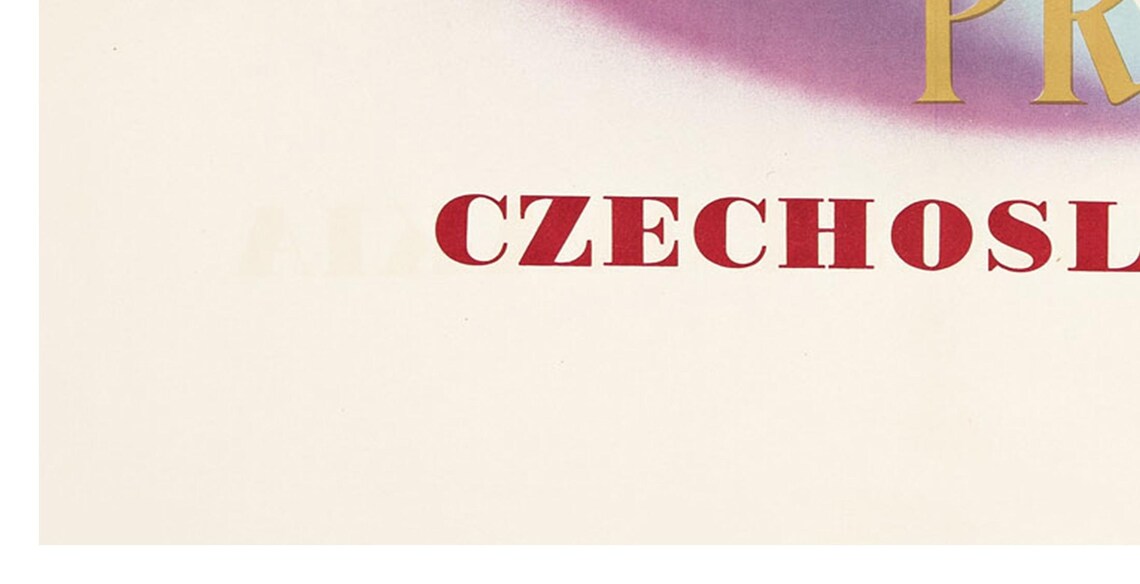 Prague Czechoslovakia Line Art Skyline Bridges Vintage Travel Poster - Image 2