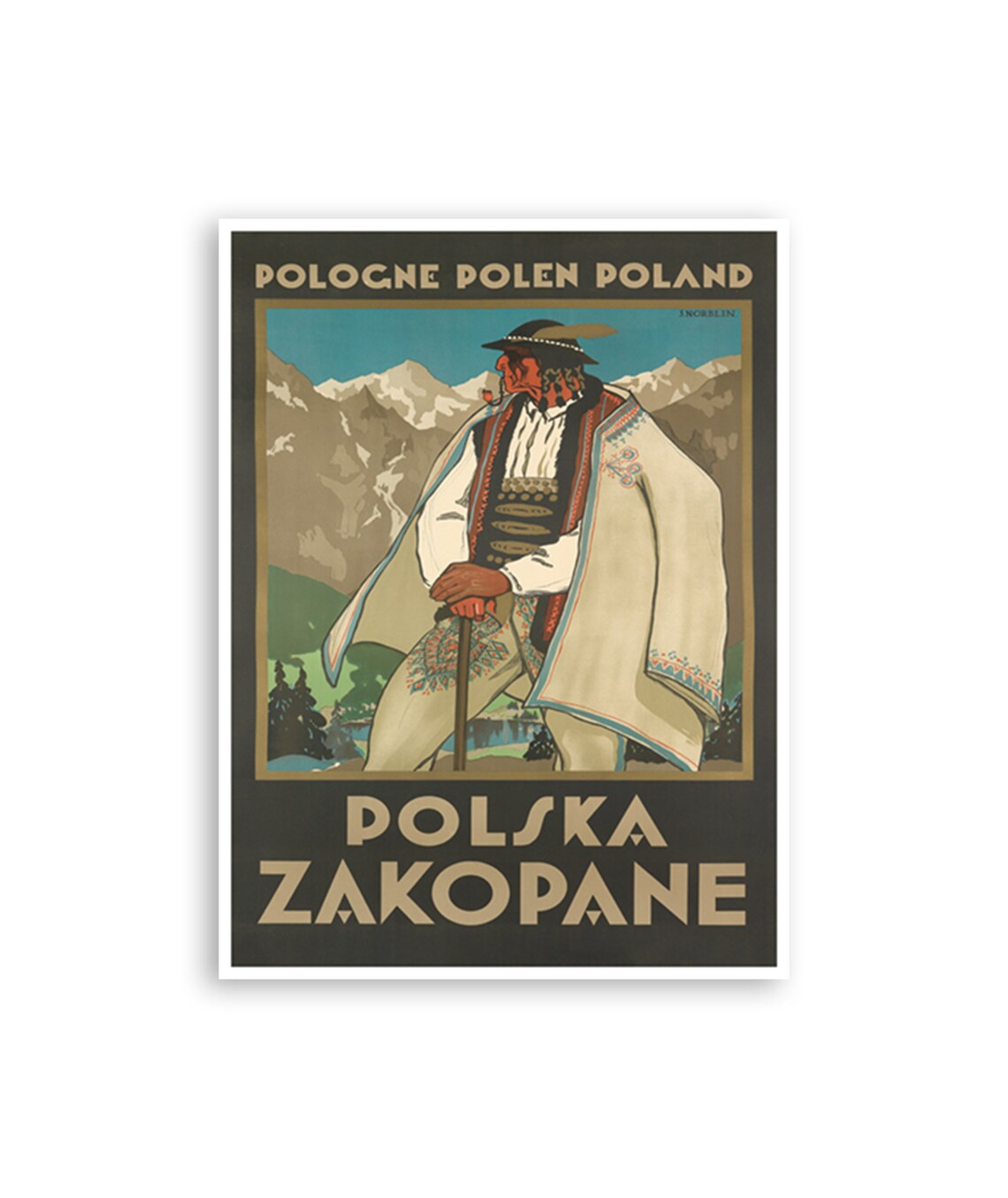 Poland Zakopane Highlander Tatra Mountains Vintage Travel Poster