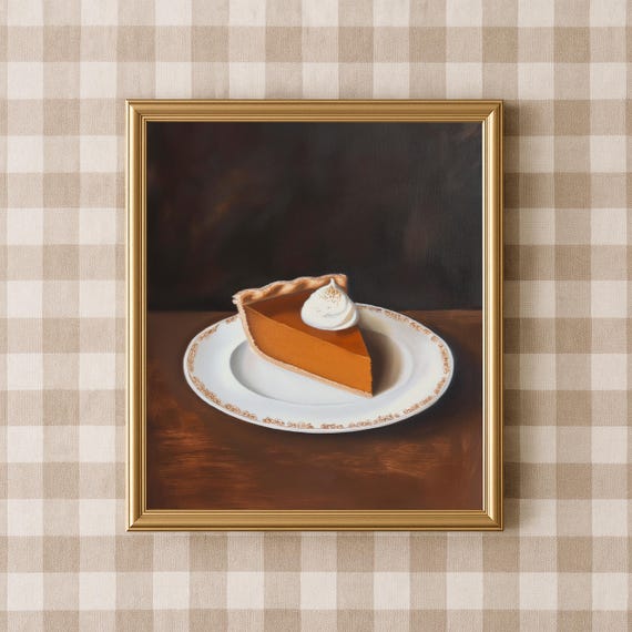 Pumpkin Pie Slice Whipped Cream Thanksgiving Dessert Kitchen Poster