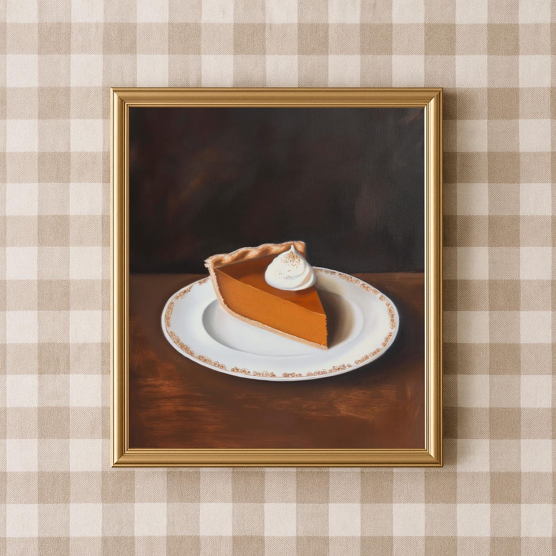 Pumpkin Pie Slice Whipped Cream Thanksgiving Dessert Kitchen Poster