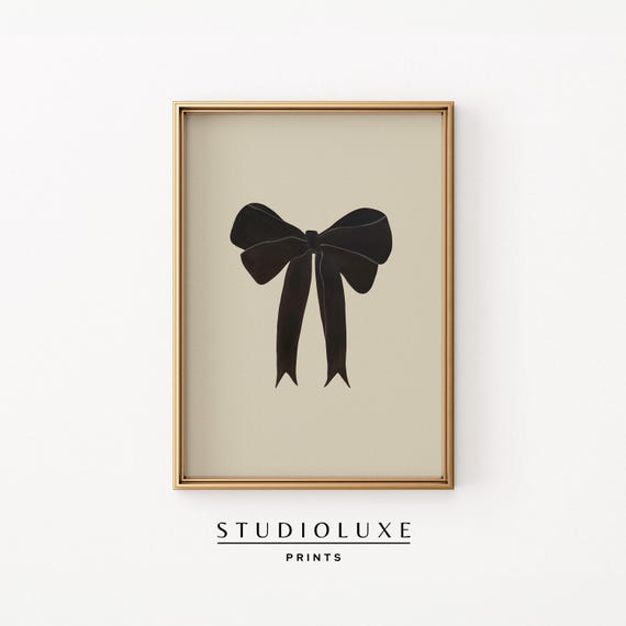 Black Bow Print Coastal Granddaughter Prints Coquette Room Decor Art Trendy Dorm Apartment Moody Soft Goth