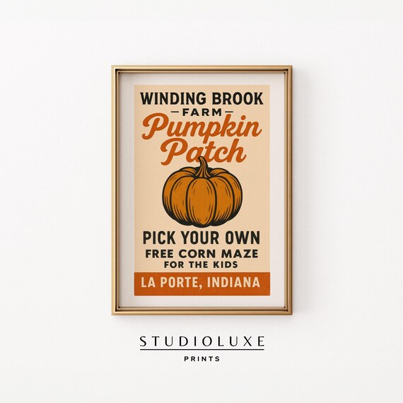 Winding Brook Farm Pumpkin Patch Pick Your Own La Porte Indiana Fall Poster
