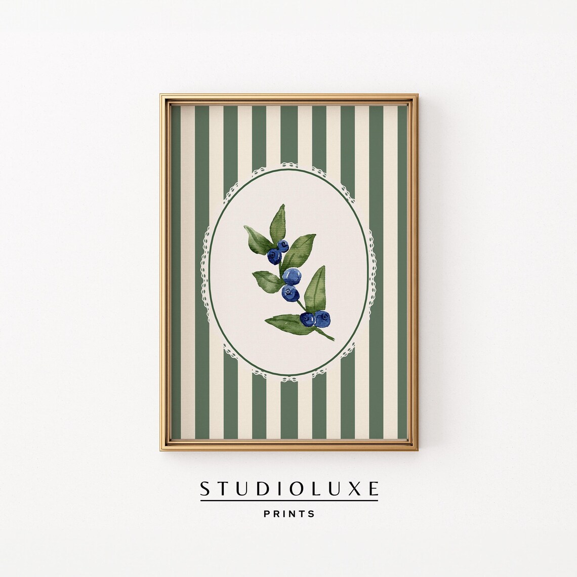 Vintage Blueberry Print, Grandmillennial Kitchen Art