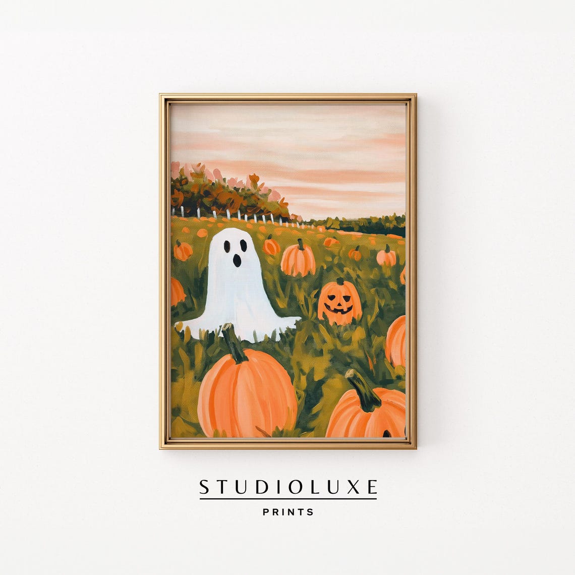 Pumpkin Patch Painting Halloween Home Decor Fall Wall Art Trendy Cute Prints
