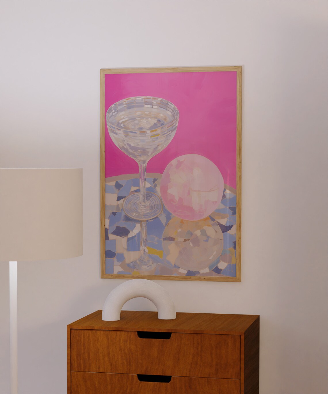 Disco Coupe Glass On Pink Mosaic Retro Party Bar Scene Poster - Image 3