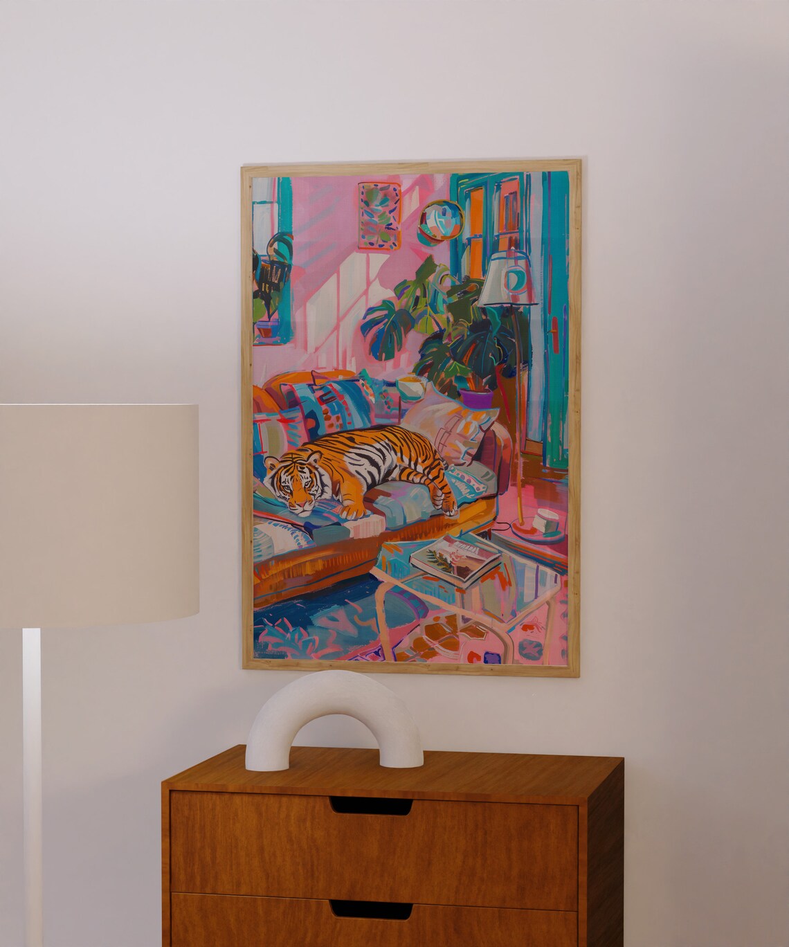 Tiger Poster, Maximalist Pink Aesthetic Art Print - Image 2
