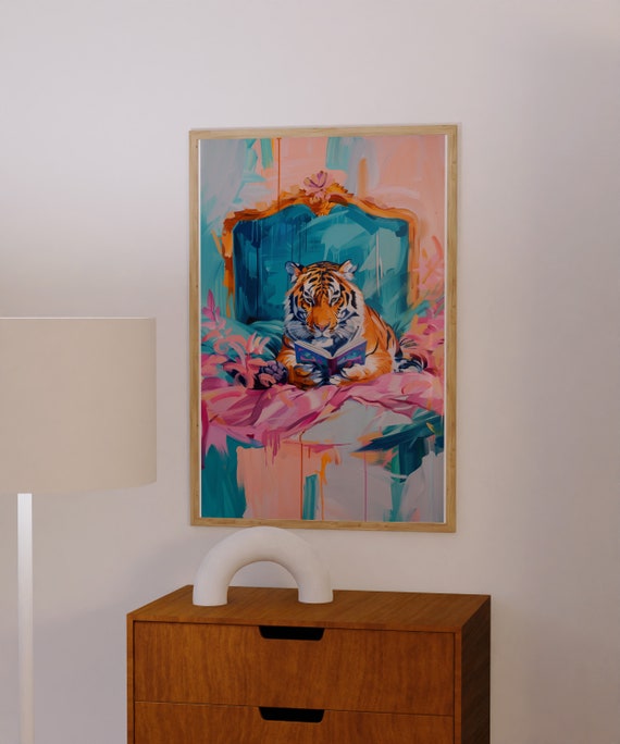 Tiger Art Print, Maximalist Living Room Decor