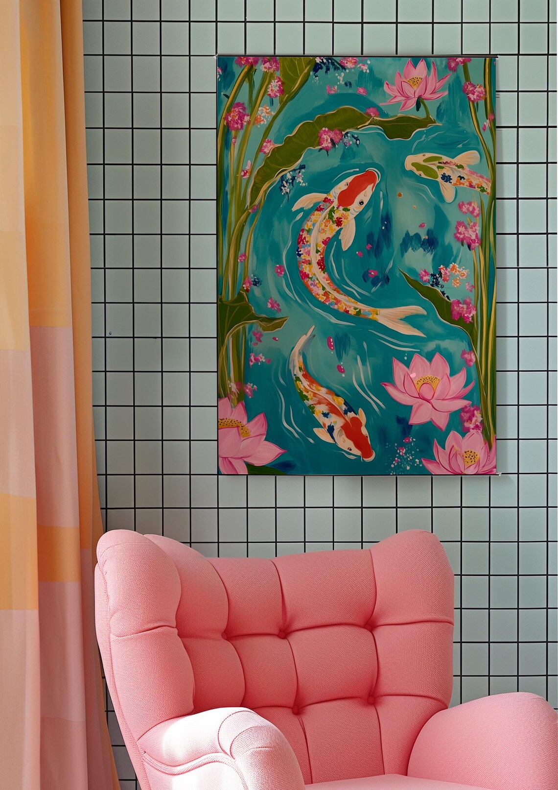 Chinoiserie Koi Art Print, Maximalist Decor - Image 2