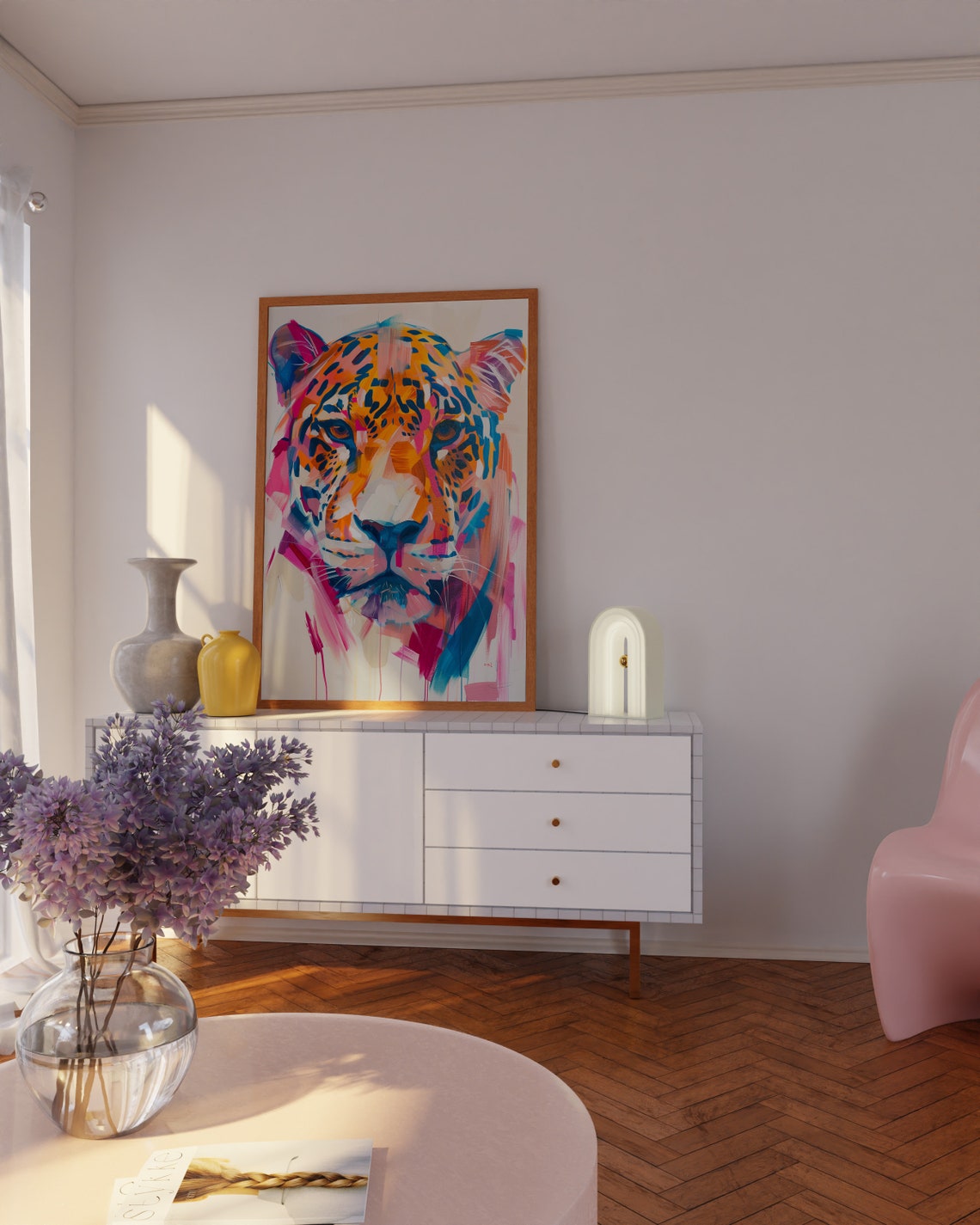 Colorful Leopard Face Close Up Bold Expressive Brushwork Poster - Image 3