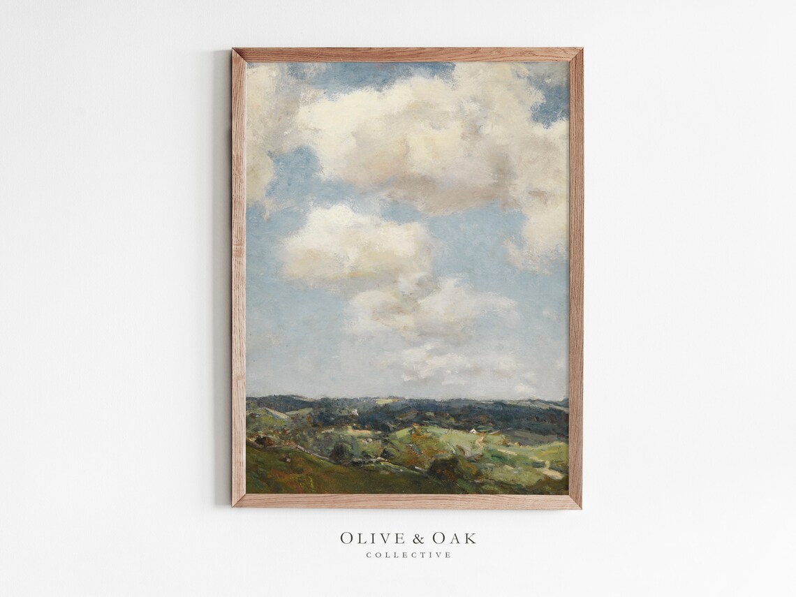 Summer Landscape Horizon Painting, Landscape Art Print