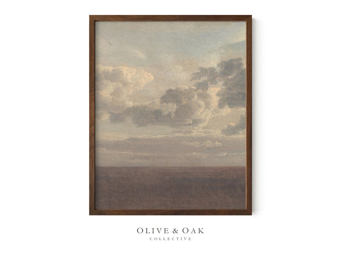 Neutral Cloud Painting, Antique Sky Horizon - Image 2