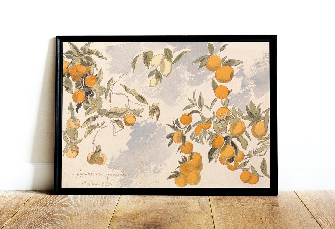 Vintage Botanical Lemon Painting, Farmhouse Kitchen Art Print - Image 3