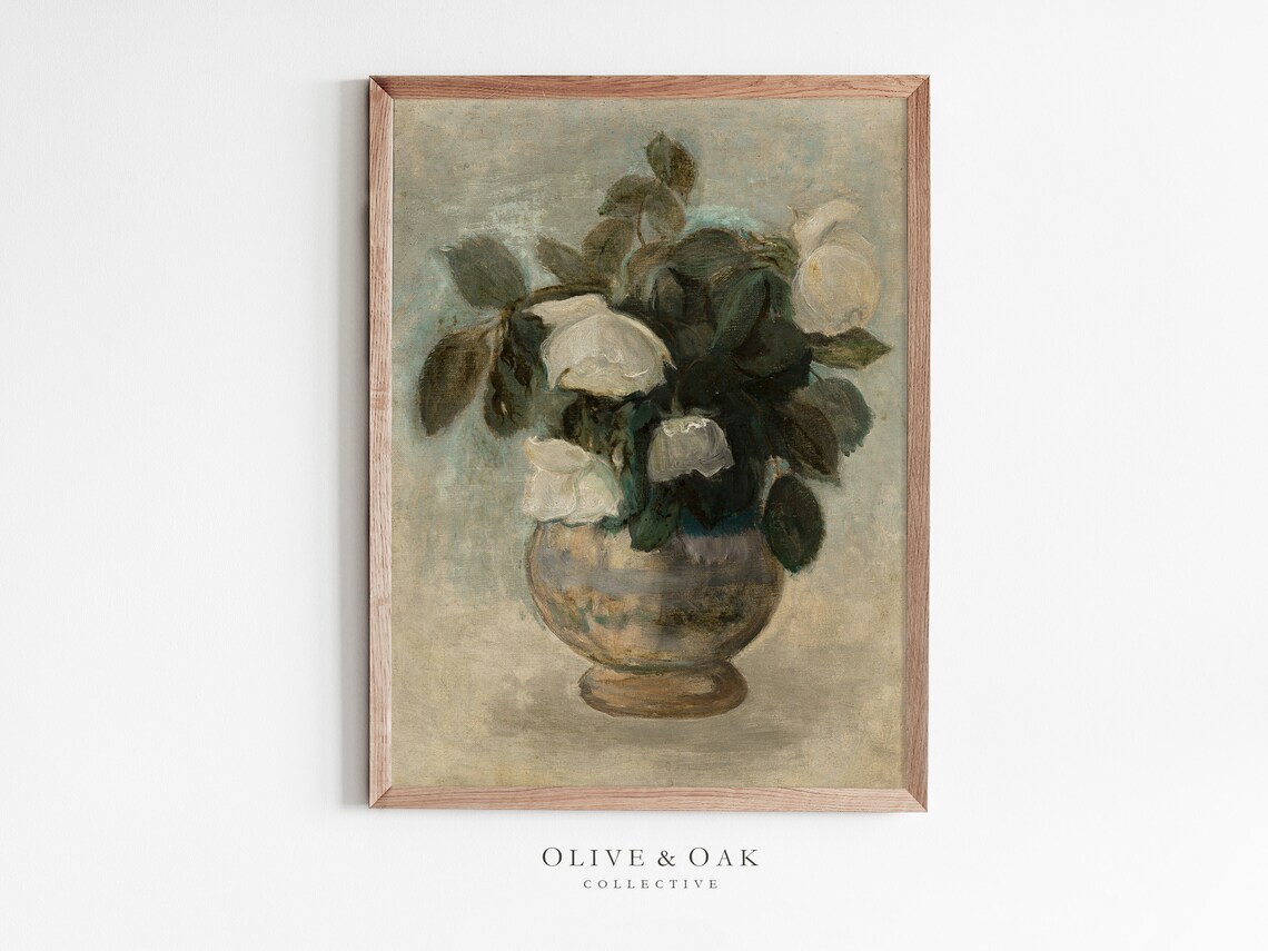 Vintage Roses Still Life, Traditional Decor Art Print