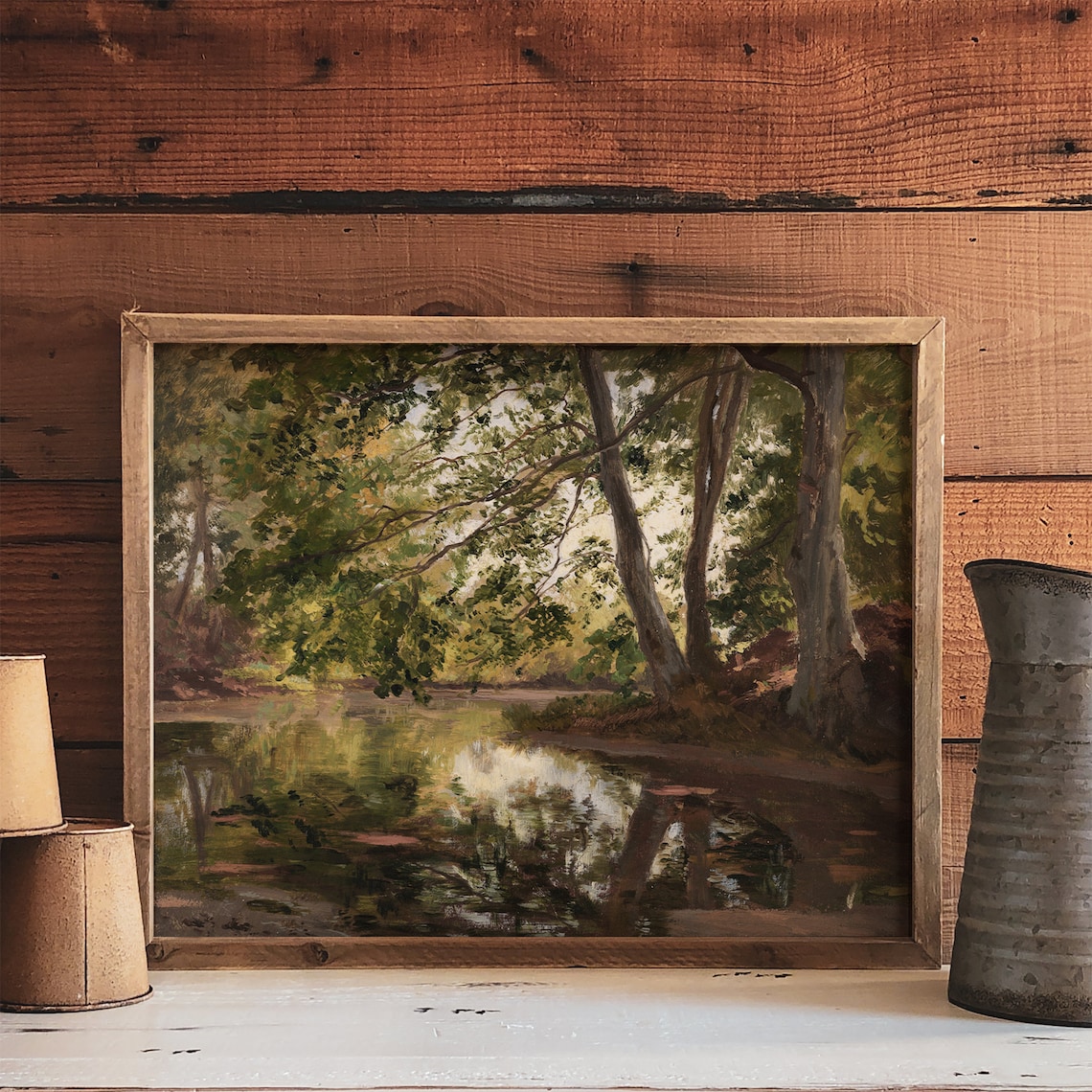 Rustic Vintage Landscape Painting, Country Decor Art Print - Image 2