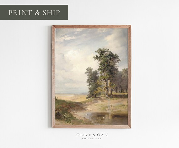 Summer Sky Painting Landscape Painting Cottagecore Art Print Oil Painting Print 202 M