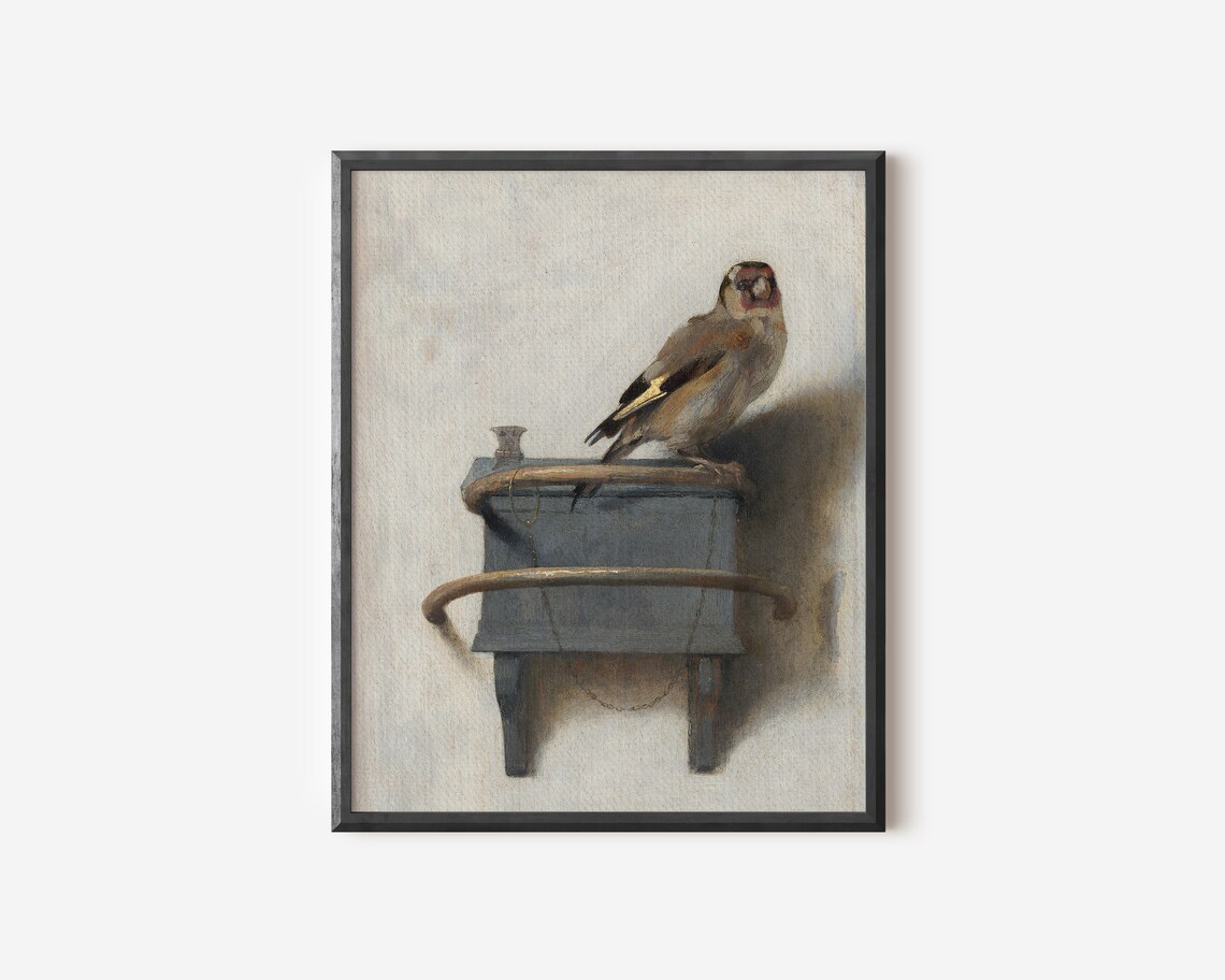 Vintage Bird Oil Painting, Neutral Antique Art Print - Image 2