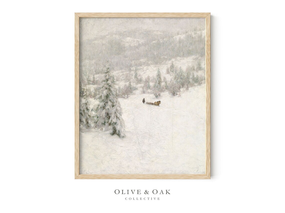 Vintage Winter Country Snow Landscape, Farmhouse Decor - Image 4