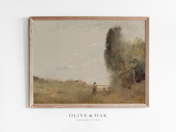 Neutral Autumn Landscape Art Print, Country Decor