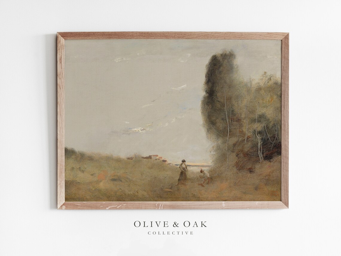 Neutral Autumn Landscape Art Print, Country Decor