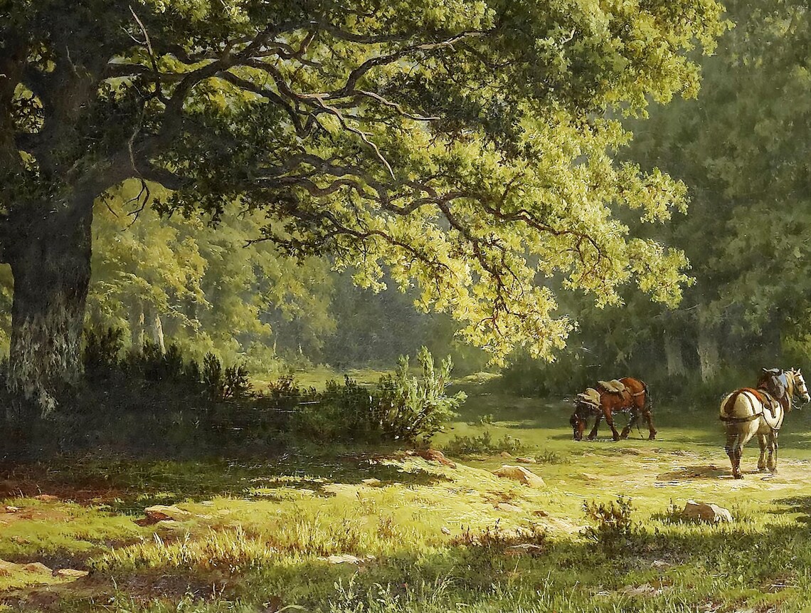 Oak Tree Landscape Oil Painting, Vintage Art Print - Image 3