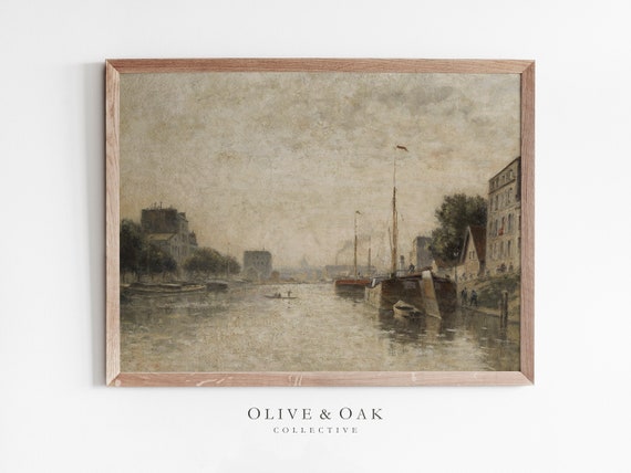 Paris Canal Vintage Cityscape Art Print