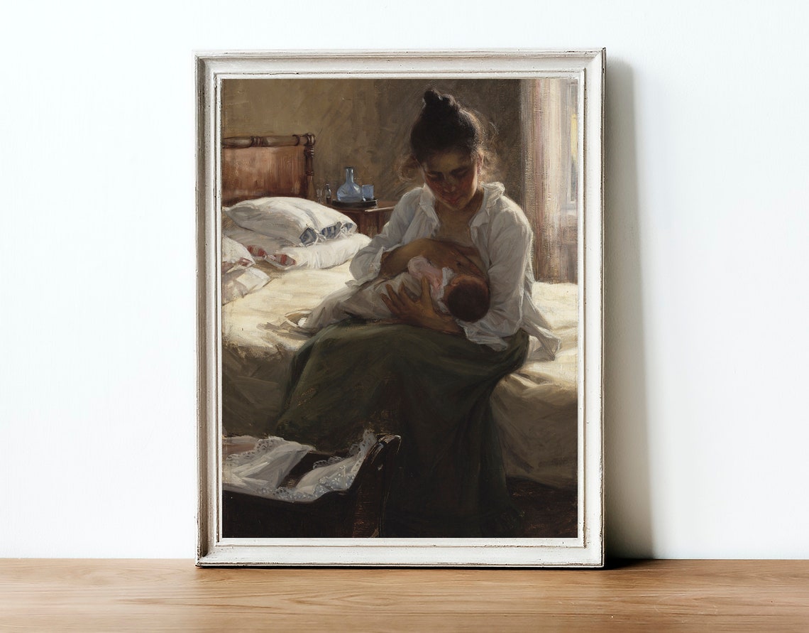 Vintage Portrait Painting Mother and Baby Art Print - Image 4
