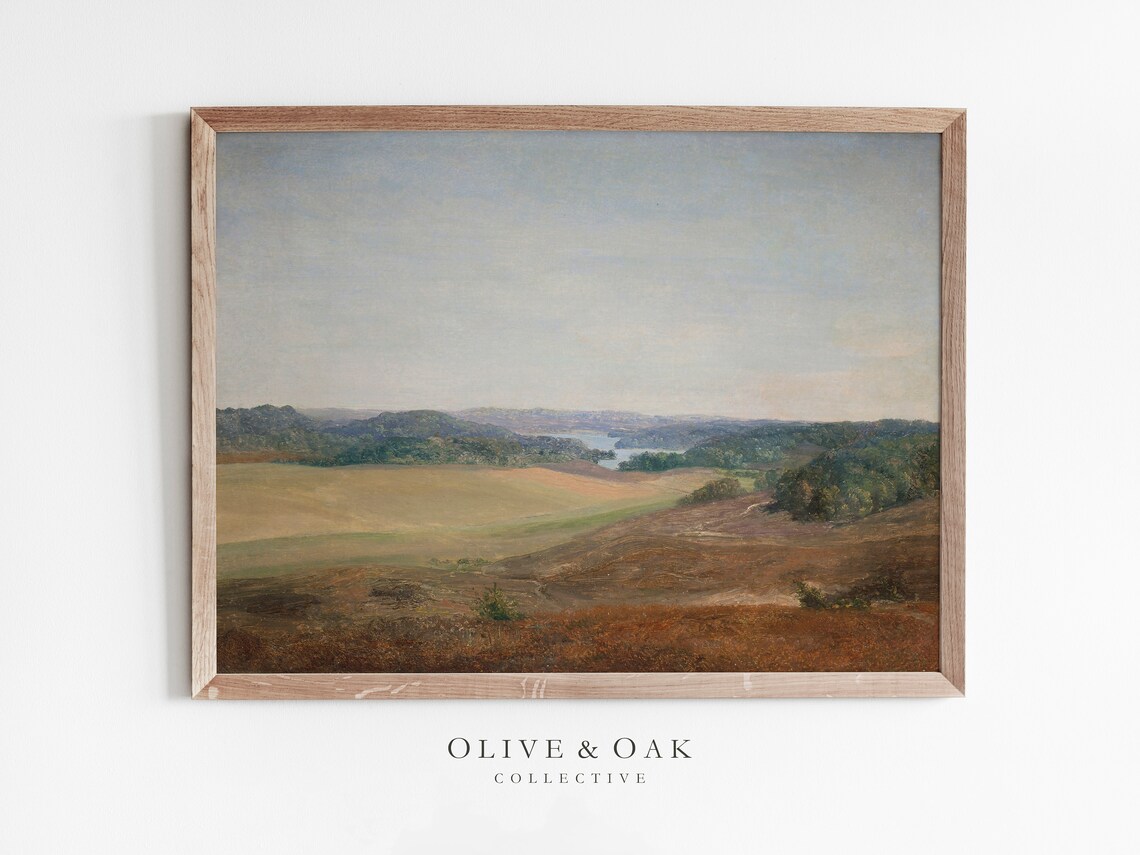Vintage Landscape Painting, Cottagecore Wall Art Print