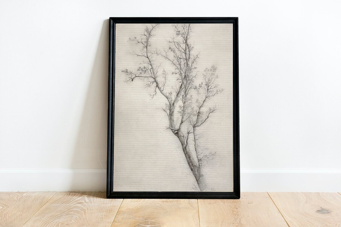 Neutral Tree Sketch, Rustic Botanical Art Print - Image 2