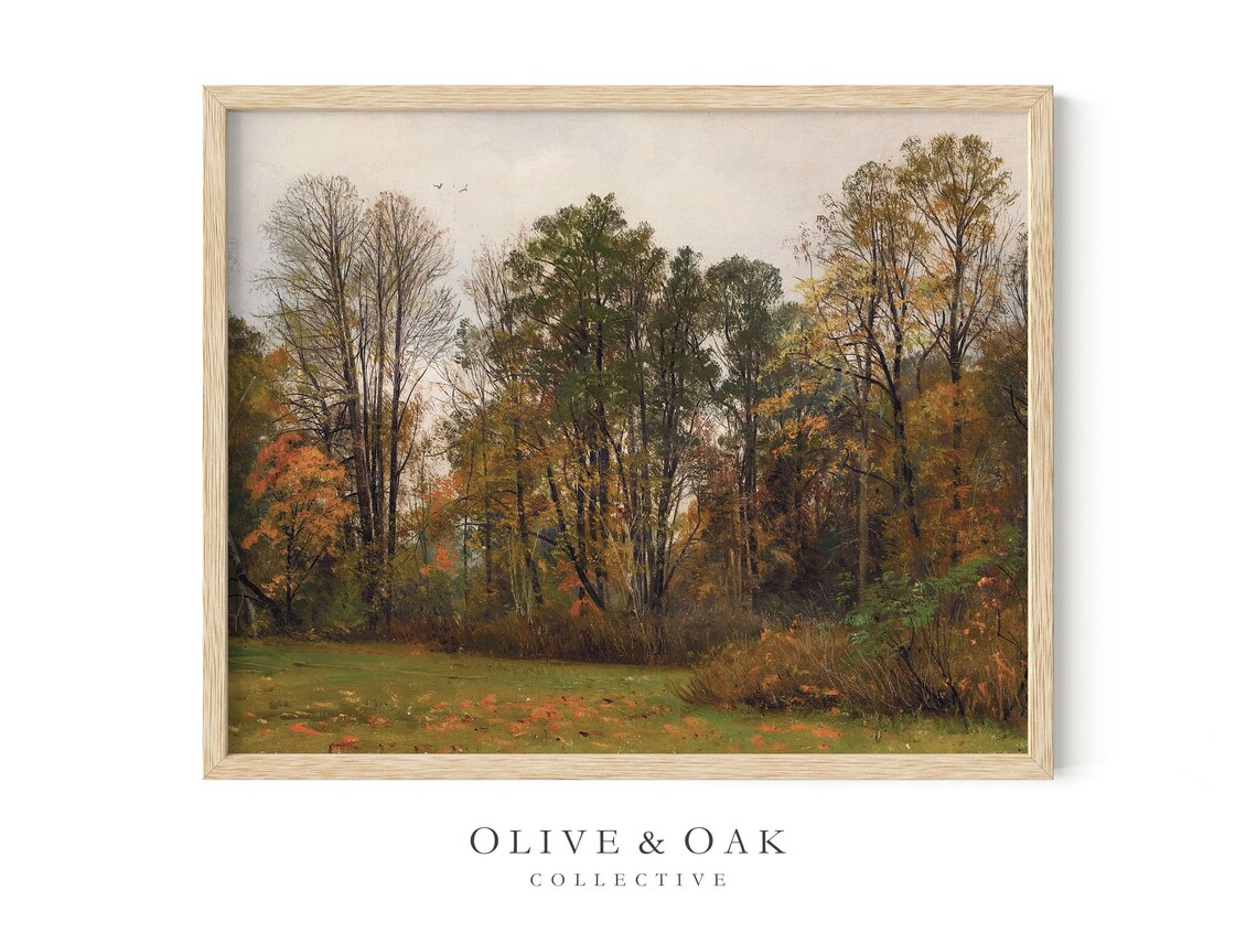 Vintage Fall Landscape Painting, Autumn Scene - Image 4