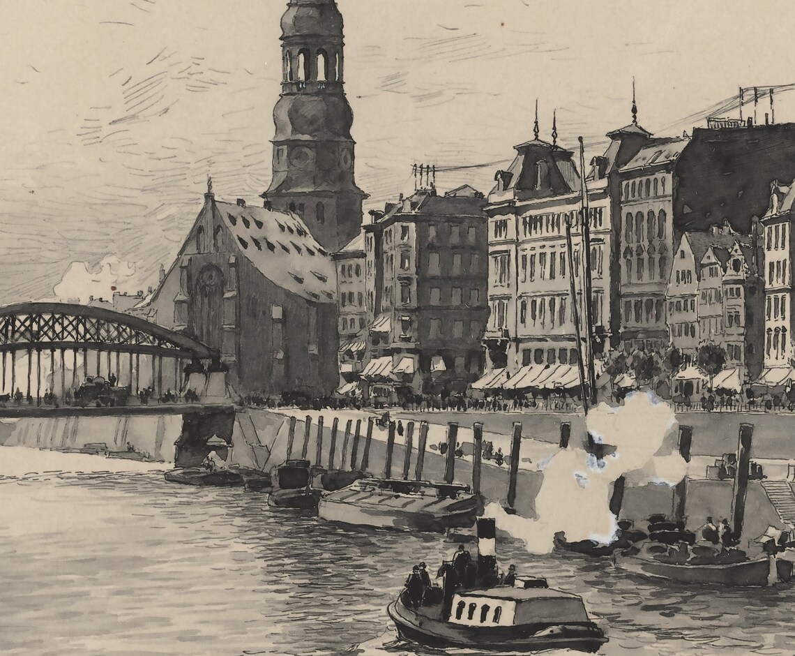 Vintage Architecture Sketch Art Print, Antique Cityscape - Image 3