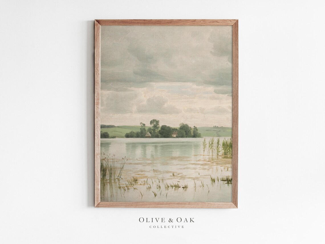 Neutral Landscape Vintage Oil Painting Art Print