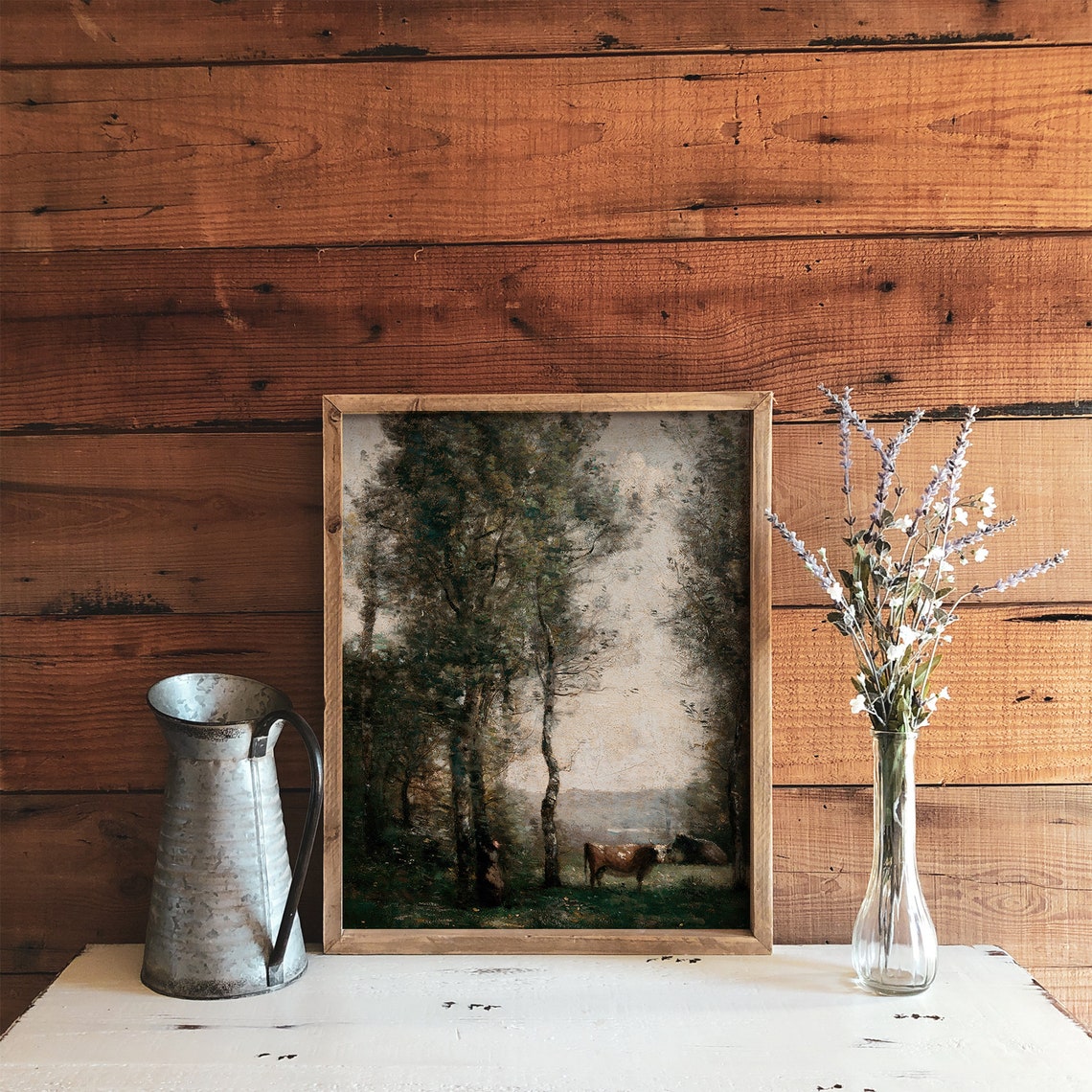 Vintage Cow Pasture Landscape Art Print - Image 2