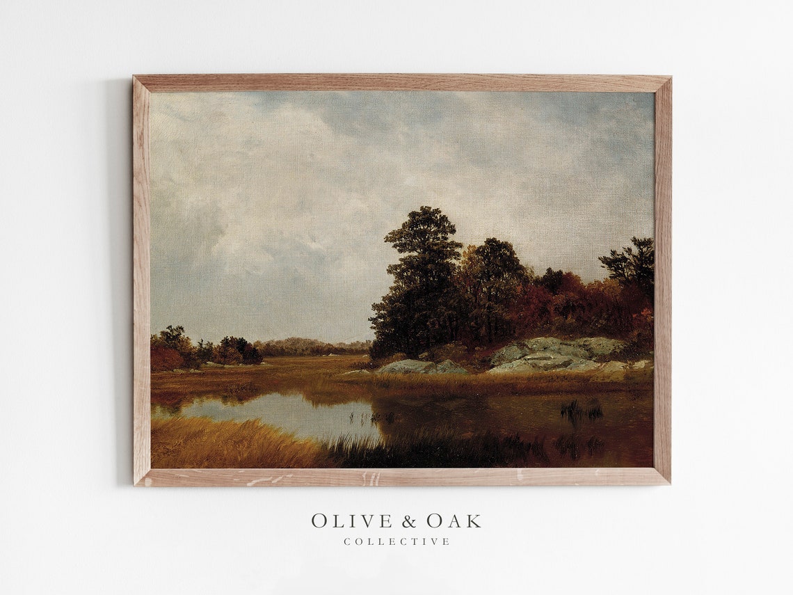 Autumn Farmhouse Vintage Country Landscape Art Print