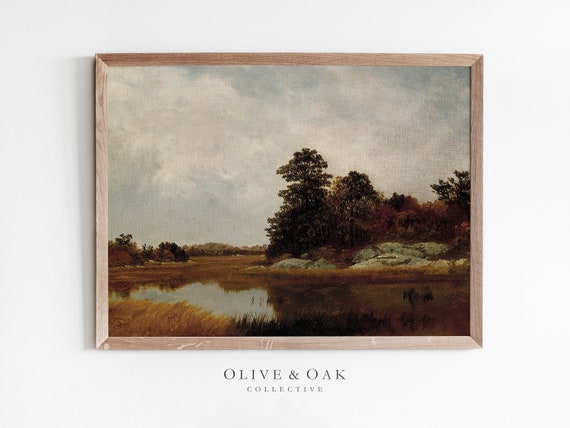 Autumn Farmhouse Vintage Country Landscape Art Print