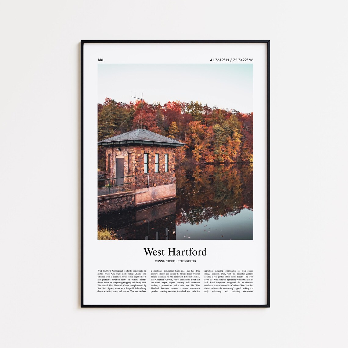 West Hartford Connecticut Lake Fall Foliage Color Travel Photo Poster