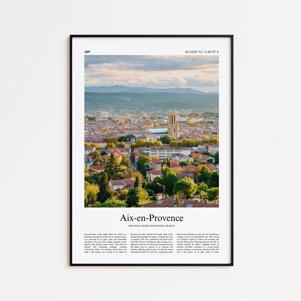 Aix-en-Provence France Old Town Aerial Photography Travel Poster