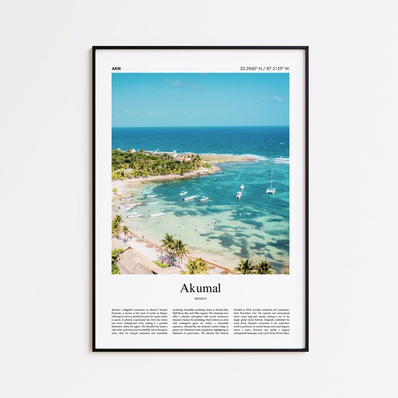 Akumal Color Print Real Photo Poster Travel Gift Mexico Minimal City Wall Art
