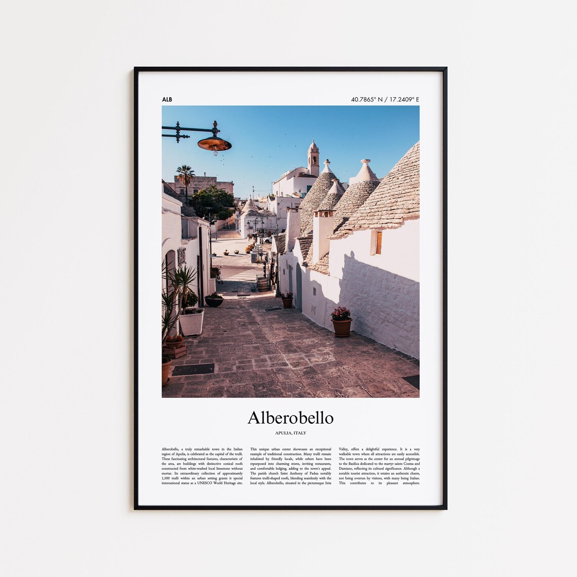 Alberobello Italy Trulli Houses Street Photography Travel Poster