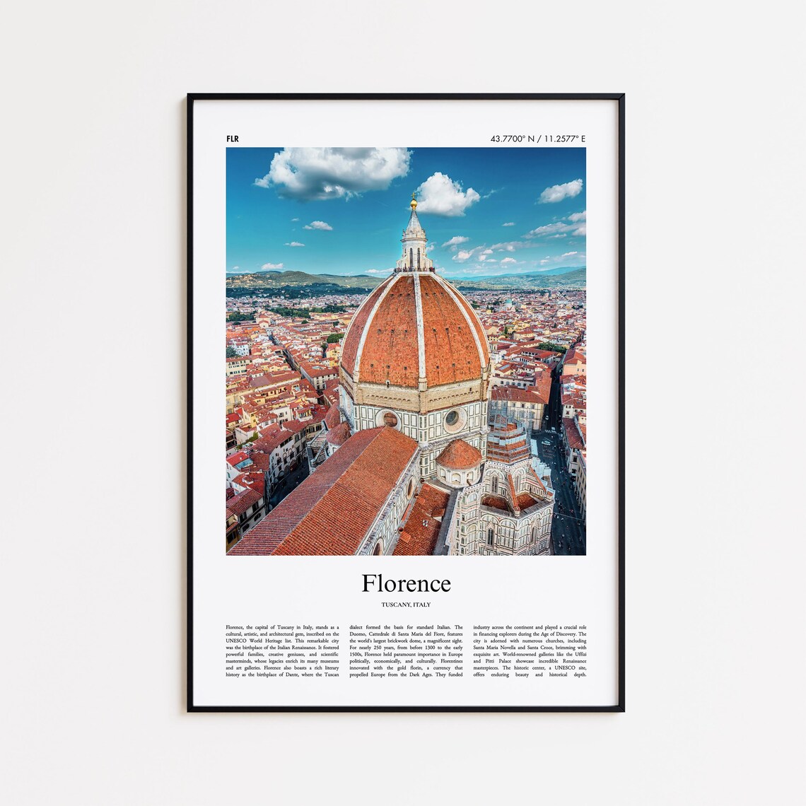 Florence Italy Cathedral Dome Aerial Cityscape View Photo Poster