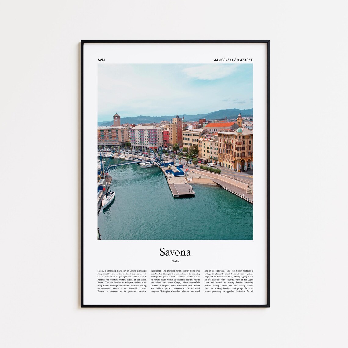 Savona Italy Ligurian Harbor Waterfront City Photo Travel Poster