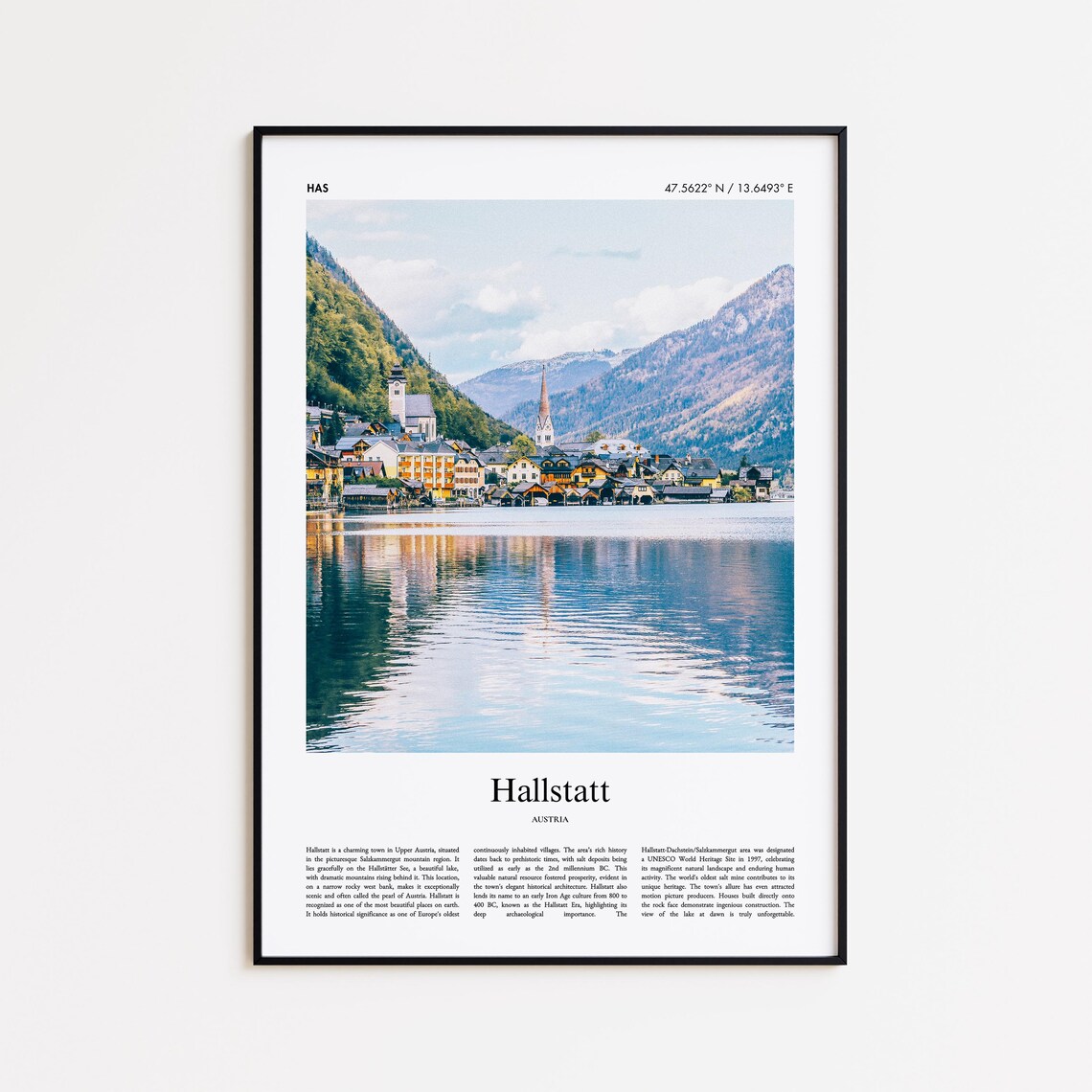 Hallstatt Austria Alpine Lake Village View Color Travel Photo Poster