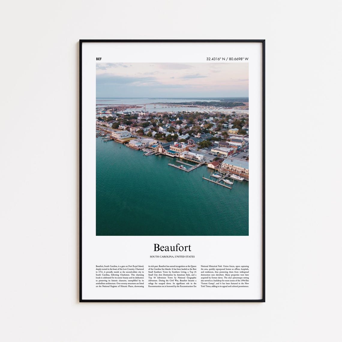 Beaufort Color Print Real Photo Poster Travel Gift South Carolina United States Usa Wall Art