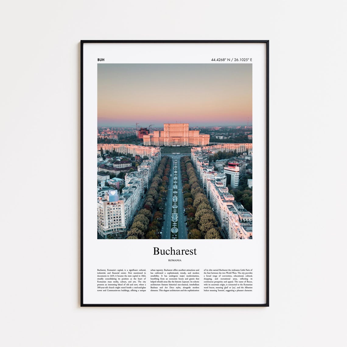 Bucharest Romania Palace Of The Parliament Boulevard Aerial Poster
