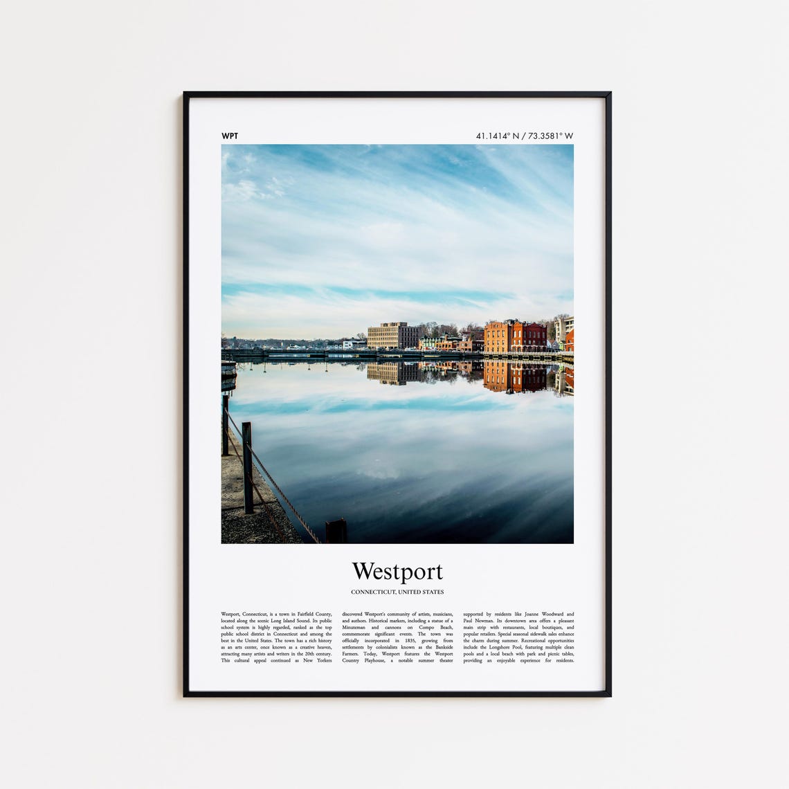 Westport Connecticut Waterfront Mirror Reflection Photo Travel Poster