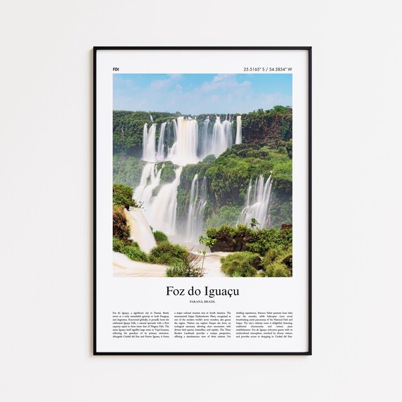Foz Do Iguau Color Print Real Photo Poster Iguacu Travel Gift Paran Brazil Minimal