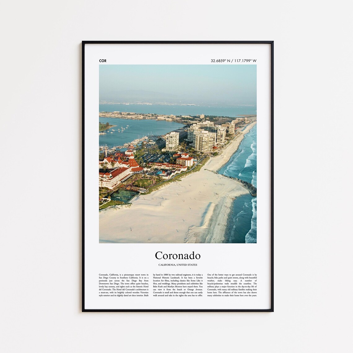 Coronado Travel Poster, Minimal United States Art Print