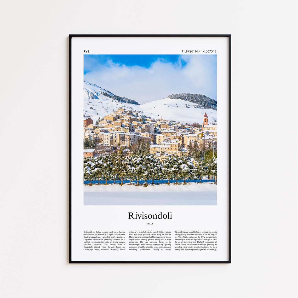 Rivisondoli Italy Snowy Mountain Village Winter Travel Photo Poster